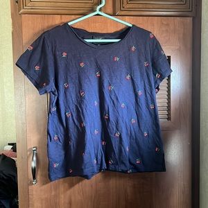 W5 Anthro Boxy Embroidered Cherry top